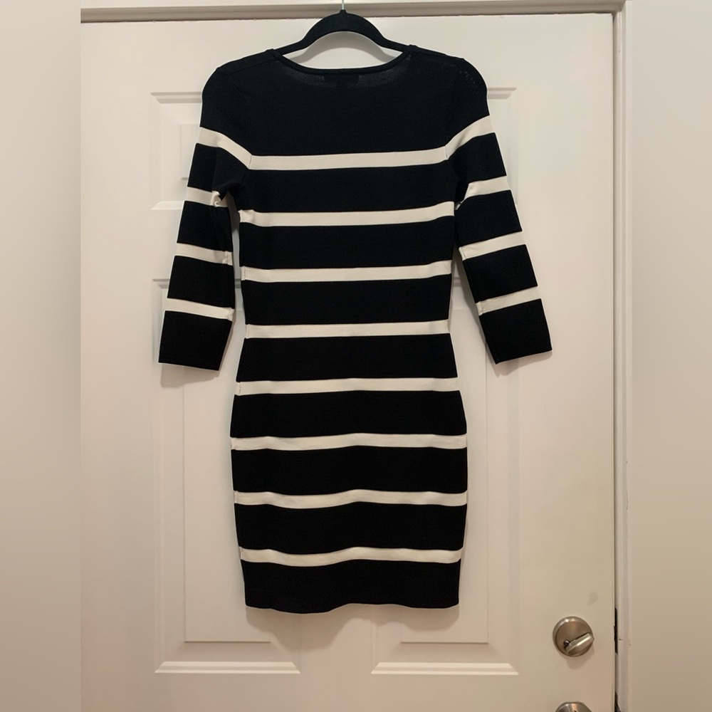 MANGO Suit Black and White Knit Bodycon Dress - Picture 2 of 6